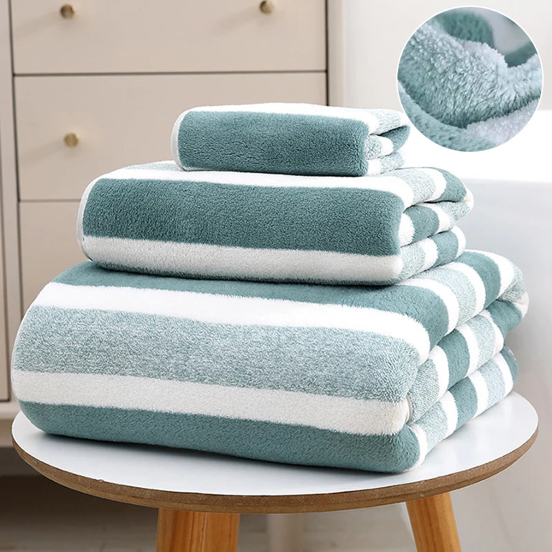 Soft Thickened pure cotton Striped Face Towel Water Absorption and Quick Drying Solid Color Hand Towel For Bathroom Bath Towel