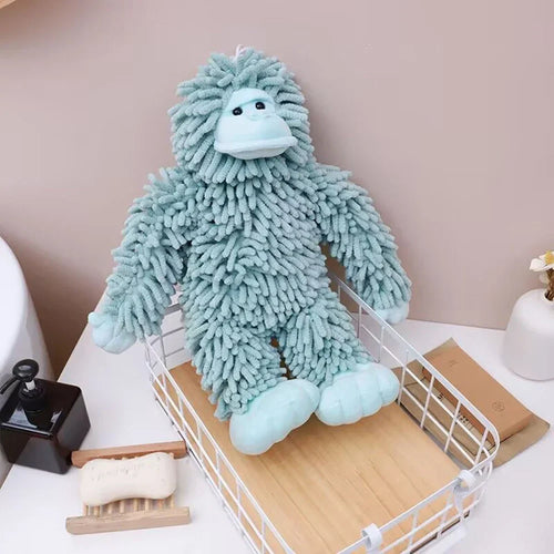 Gorilla Hand Towel Chenille Fuzzy Soft Absorbent Animal Decorative with Hanging Loop for Kitchen Bathroom Decor