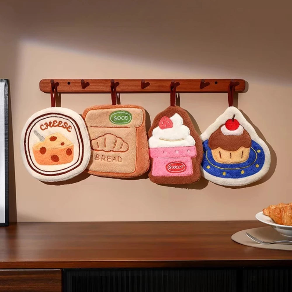 Cute Hanging Hand Towel High Appearance Level Kitchen Super Absorbent and Thickened Towel New Household Sweet Dessert Hand Towel
