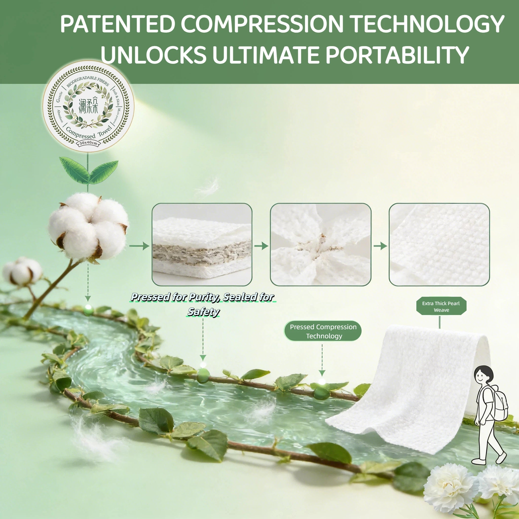 [10-Pack] Disposable Compressed Towels, Thickened Pearl Texture Travel Towels -Portable Towels in Multiple Sizes,Super Absorbent