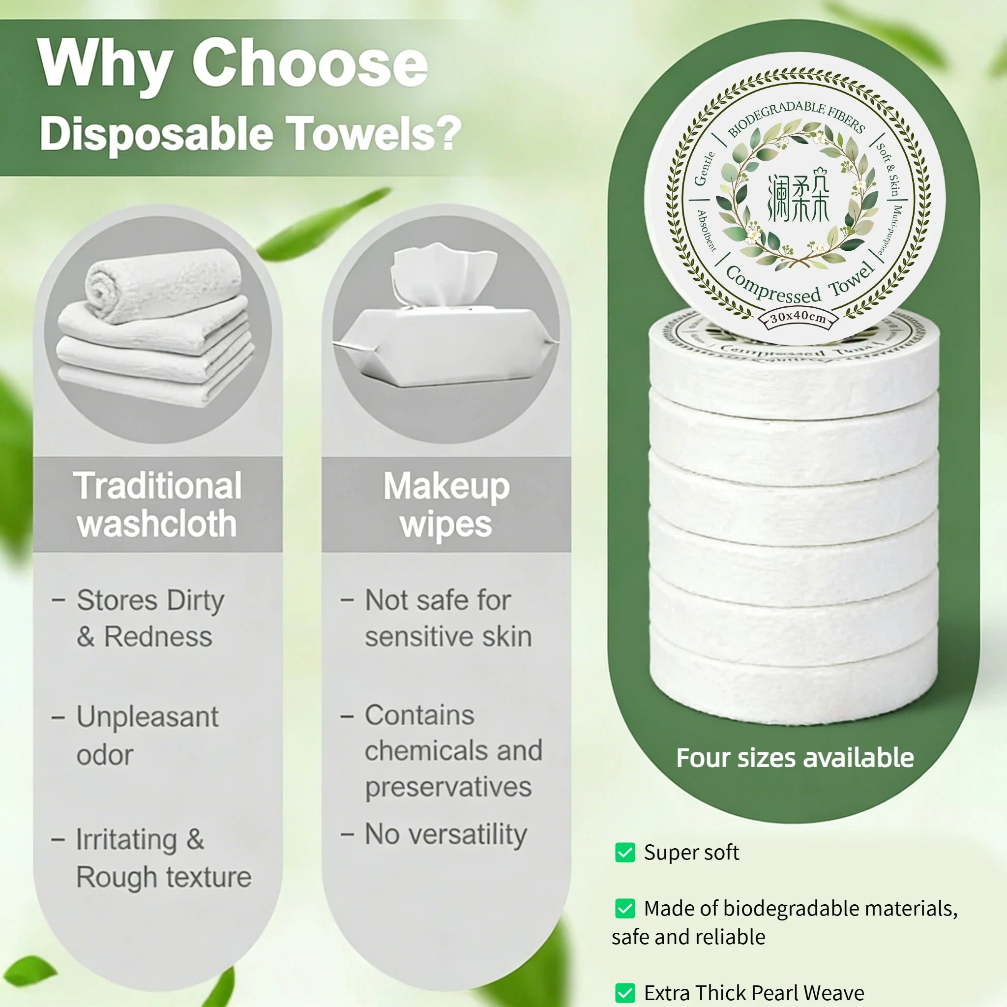 [10-Pack] Disposable Compressed Towels, Thickened Pearl Texture Travel Towels -Portable Towels in Multiple Sizes,Super Absorbent