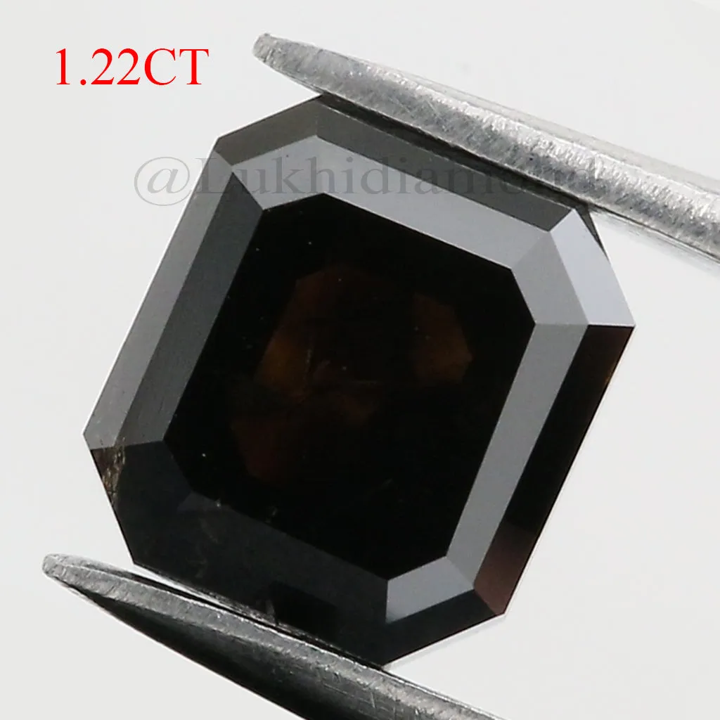 1.22 Ct IGI CERTIFIED Natural Loose Radiant Shape Diamond Fancy Black Color Radiant Cut Diamond 6.30 MM Natural Radiant Cut Diamond QL8539