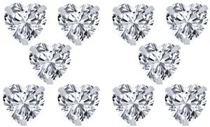 14k White Gold Plated 4Ct Heart White Sapphire Set Of Five Stud Earrings