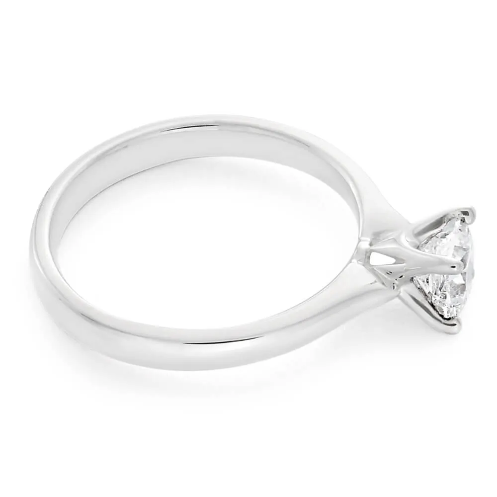 18ct White Gold 'Leona' Solitaire Ring With 0.7 Carat Certified Diamond