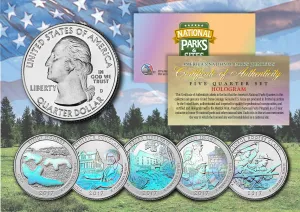 2017 America The Beautiful HOLOGRAM Quarters U.S. Parks 5-Coin Set with Capsules