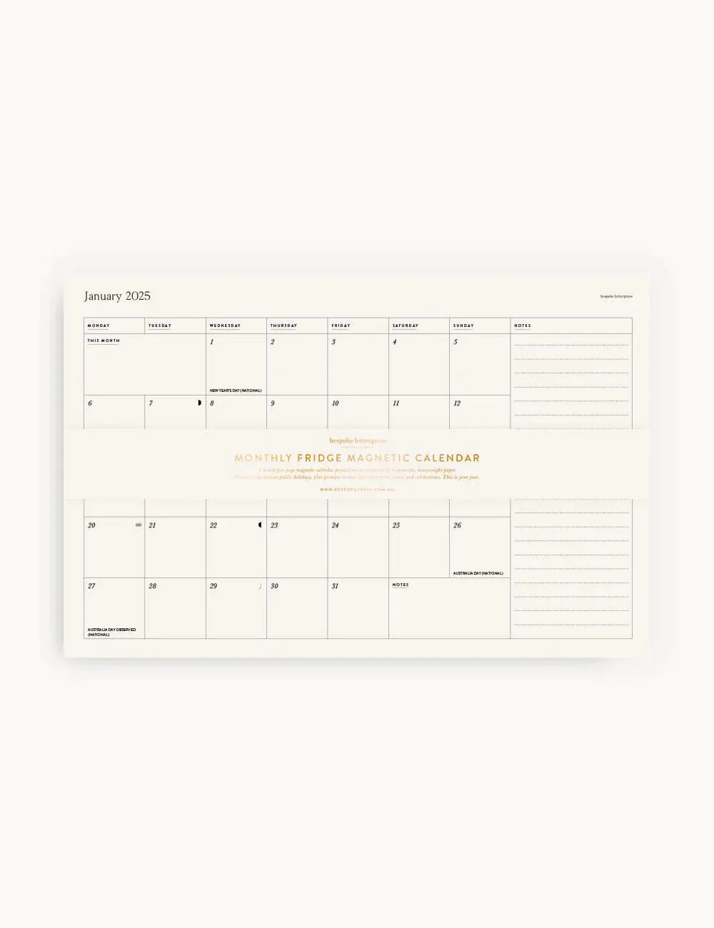 2025 Monthly Fridge Magnetic Calendar