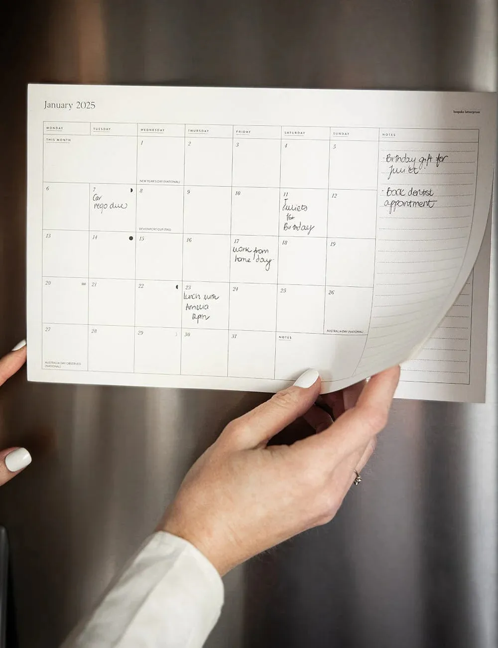 2025 Monthly Fridge Magnetic Calendar