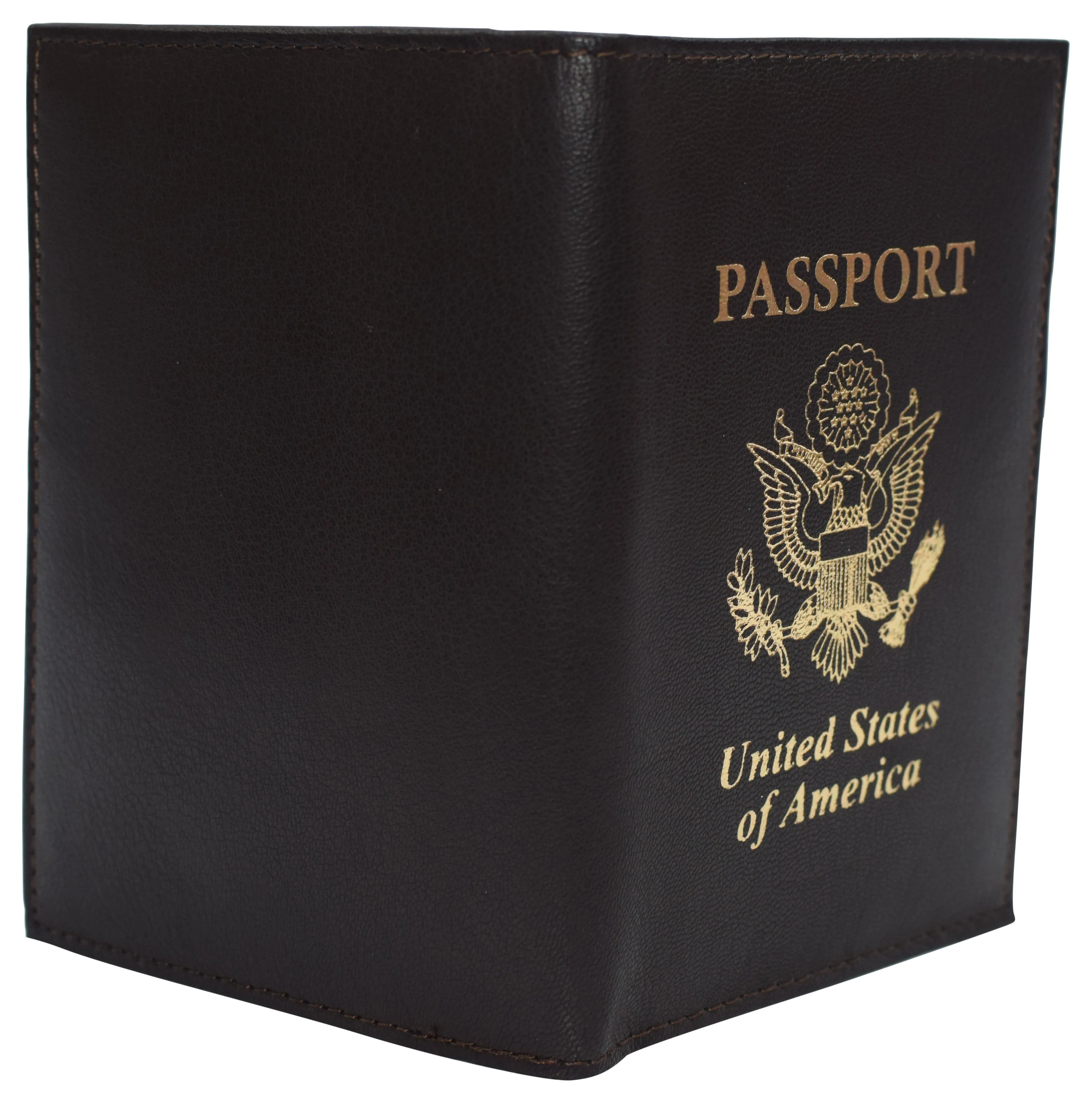 351CFUSA Genuine Leather USA Logo Travel Passport Card Holder Case Protector Cover Wallet