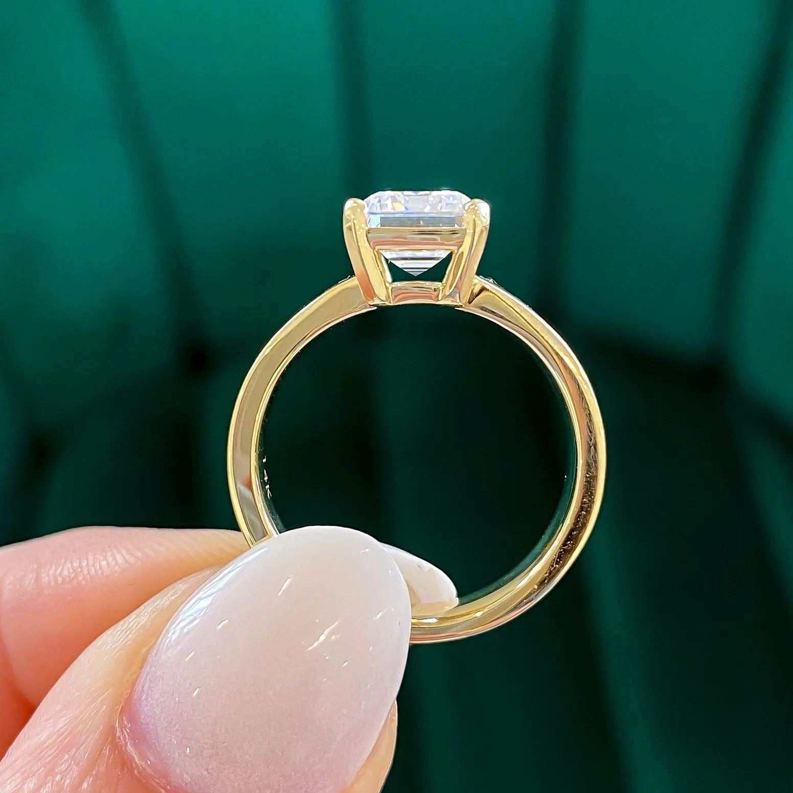 4.5mm Flat Band Solitaire Radiant/Emerald Engagement Ring Setting (Does Not Include Center Stone)