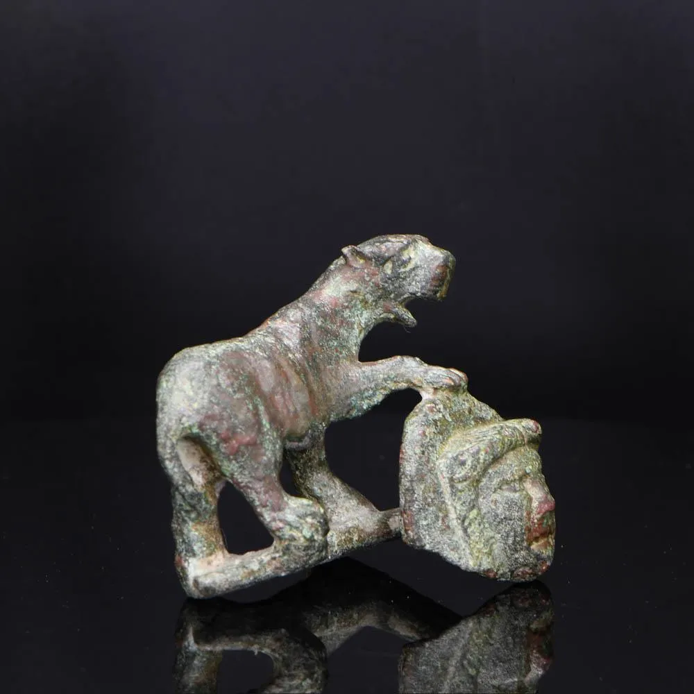 A Roman Bronze Rein Guide with Pantheress, Roman Imperial Period, ca. 2nd century CE