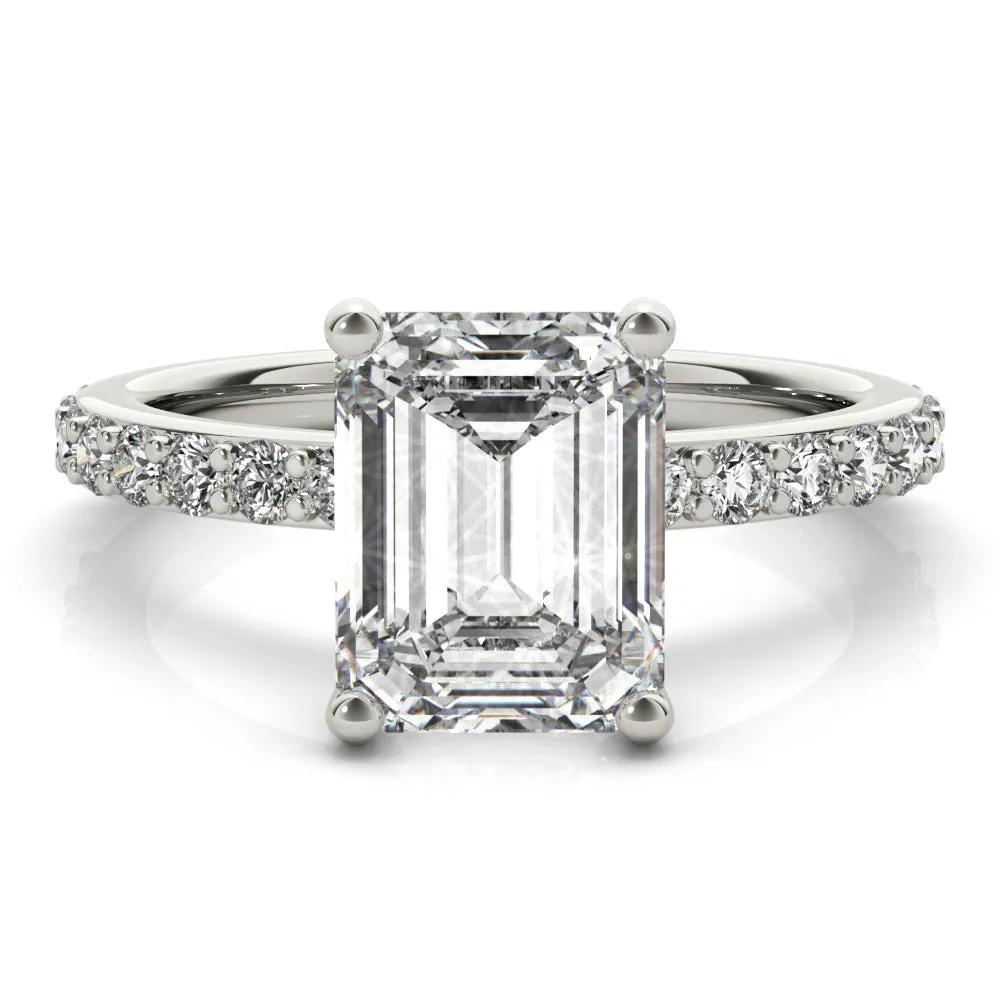 Allegra Emerald Cut Diamond Bridge Engagement Ring Setting