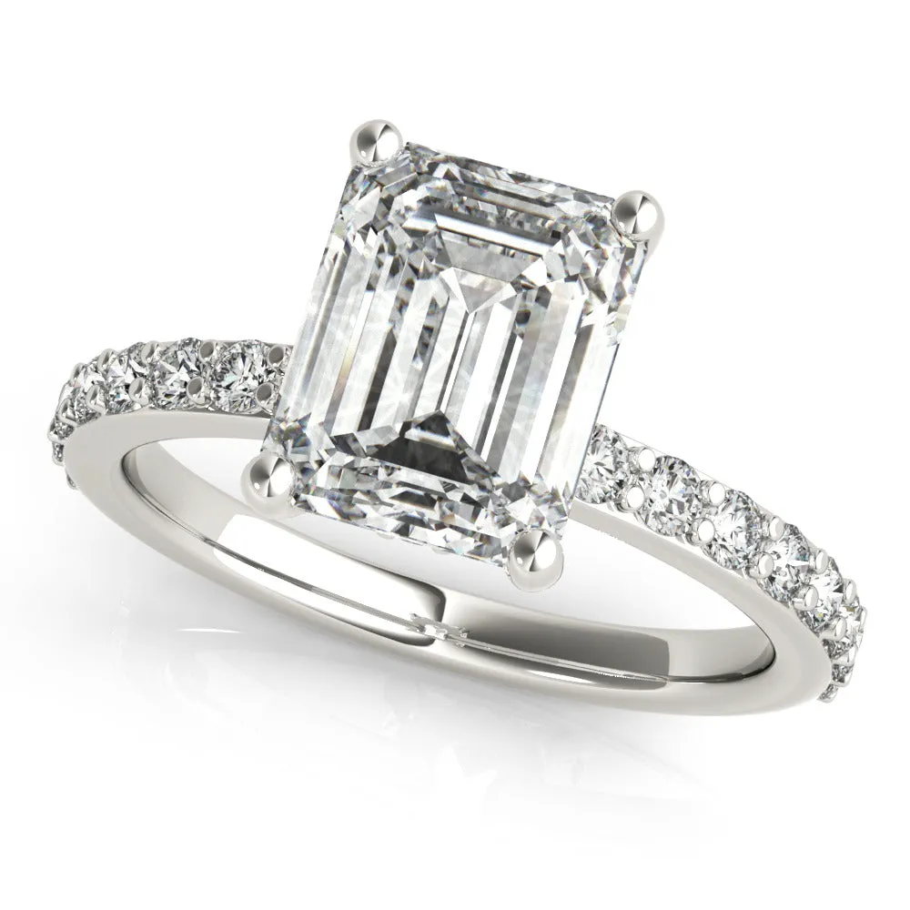 Allegra Emerald Cut Diamond Bridge Engagement Ring Setting