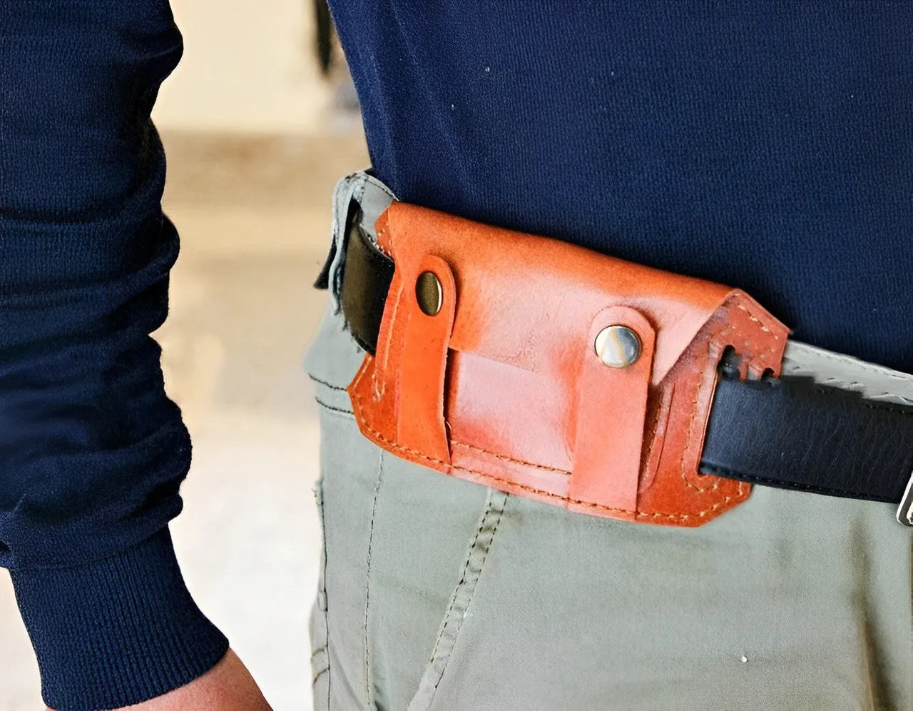 Authentic Leather Belt Pouch with Card Holder Wallet