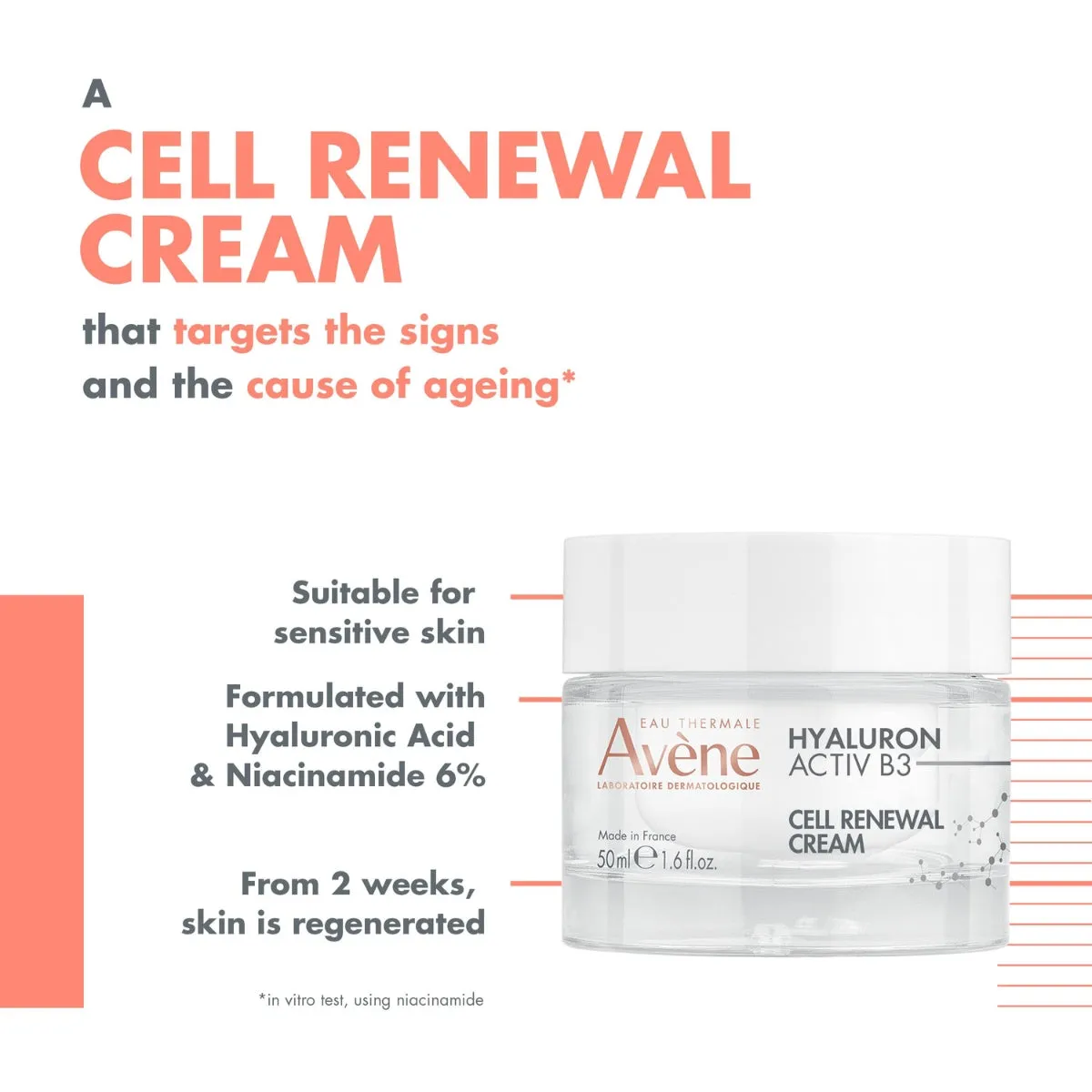 Avène Hyaluron Activ B3 Cellular Renewal Day Cream 50ml.