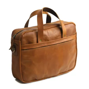 Bark And Mill Leather Laptop Briefcase | Tan