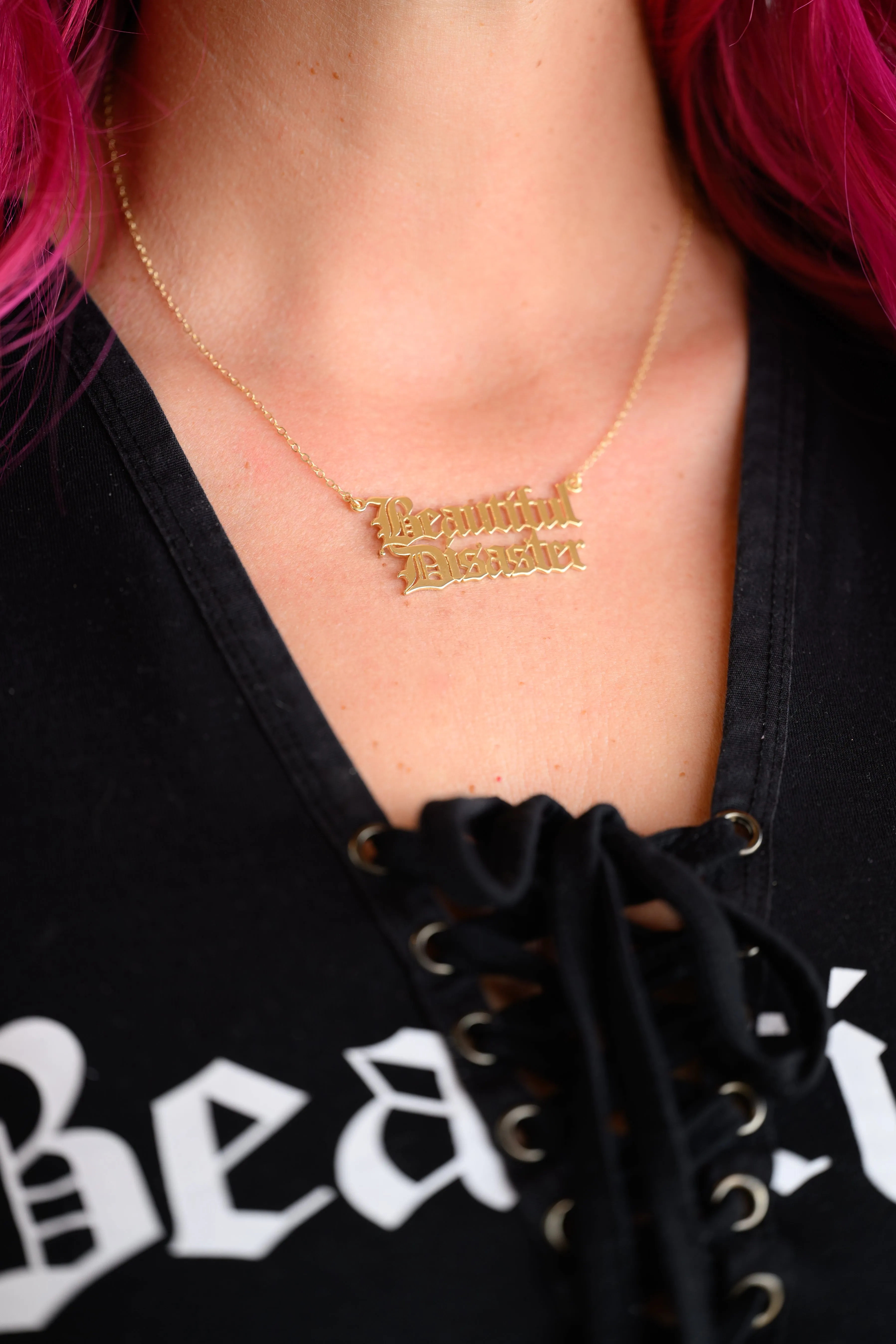 Beautiful Disaster Necklace - Gold