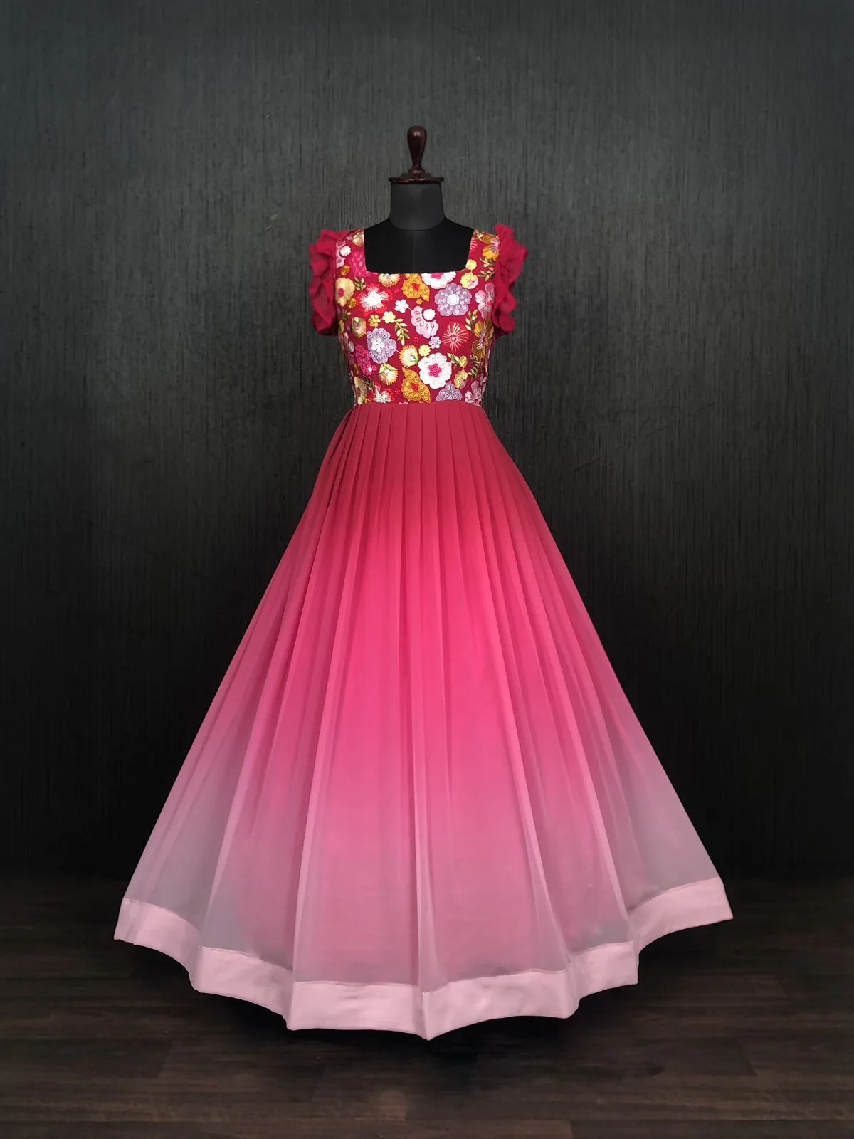 Beautiful Work Double Shaded Pink Color Gown