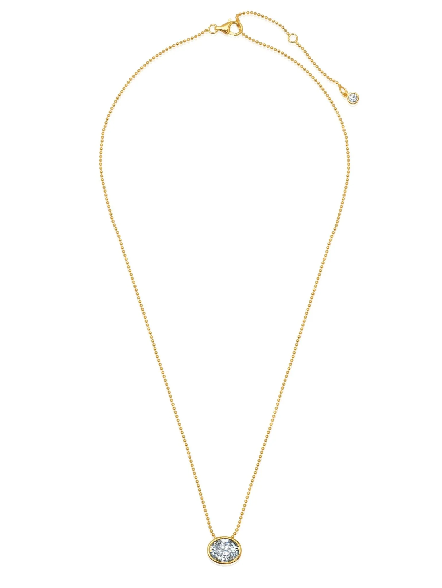 Bezel Set Oval Necklace in Gold