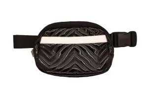 Black Quilted Patent Waist Bag