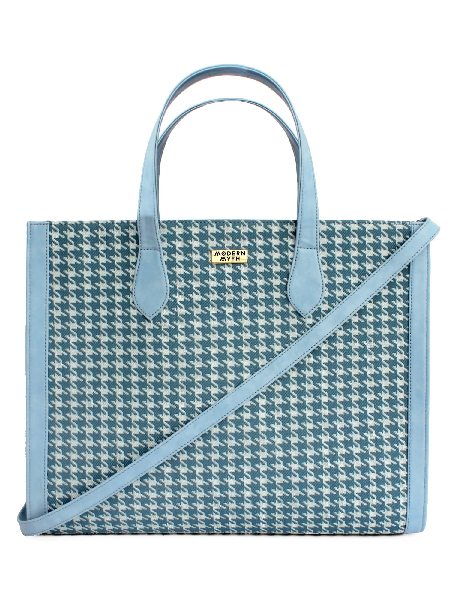 Blue & White Houndstooth Cosmic Tote | Modern Myth