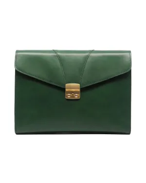 Brass Lock Leather Portfolio (Emerald Green)