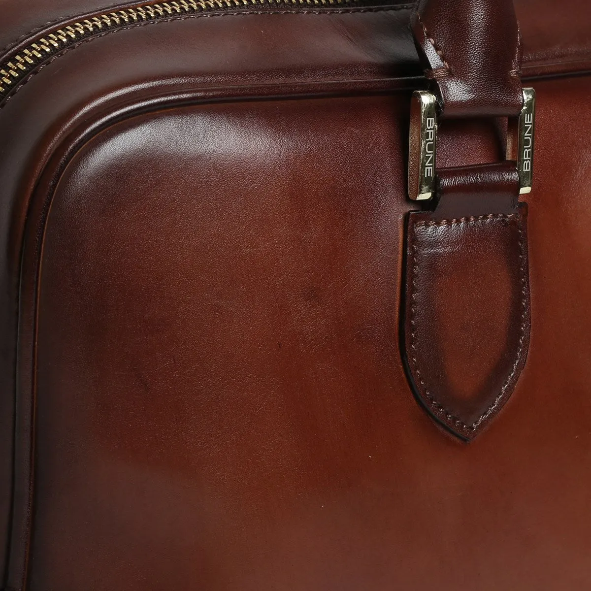 Brown Brogue Detail Leather Laptop Office Briefcase By Brune & Bareskin