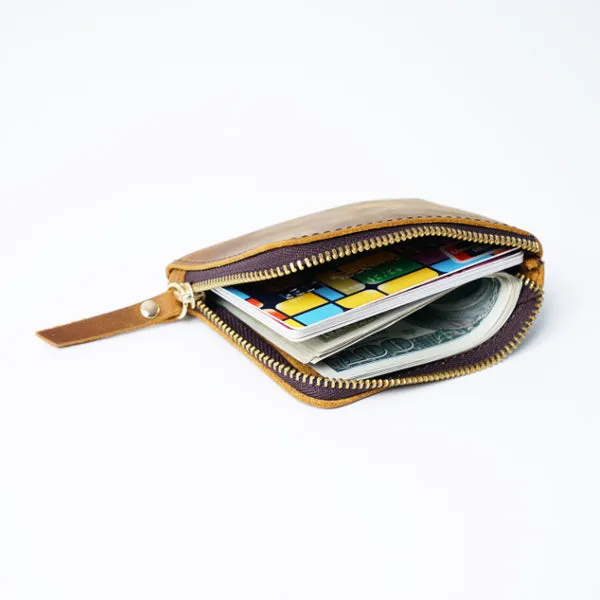 Brown Grained Leather Card Holder 棕色真牛皮信用卡套 CH19058