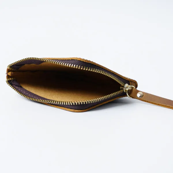 Brown Grained Leather Card Holder 棕色真牛皮信用卡套 CH19058