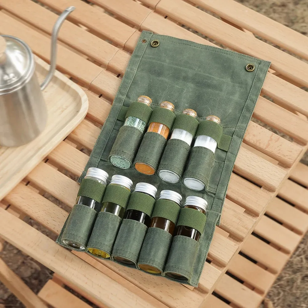 Canvas Spice Bottle Set Portable Folding Waterproof Seasoning Bag