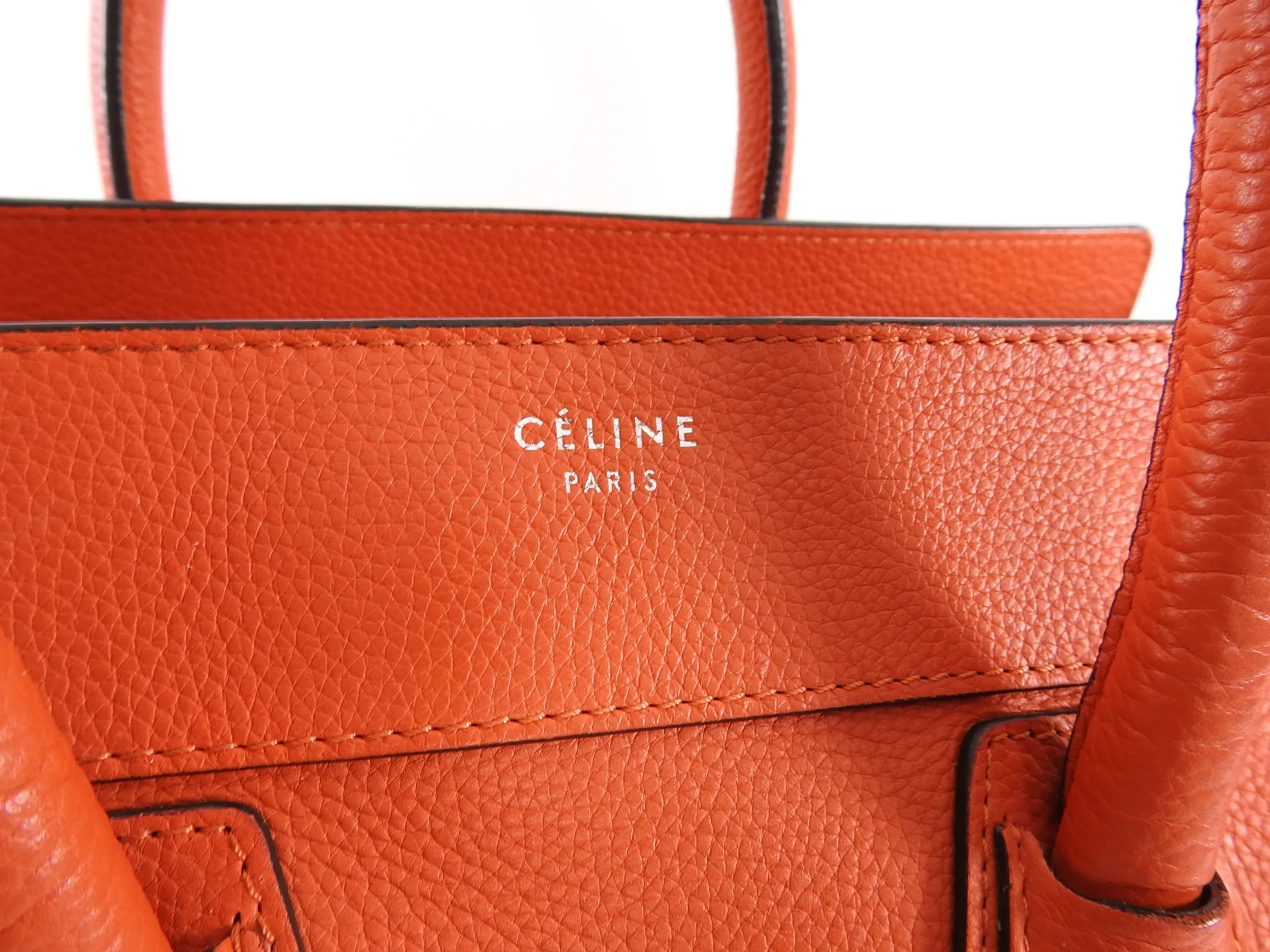 Celine Luggage Mini Tote Orange Leather