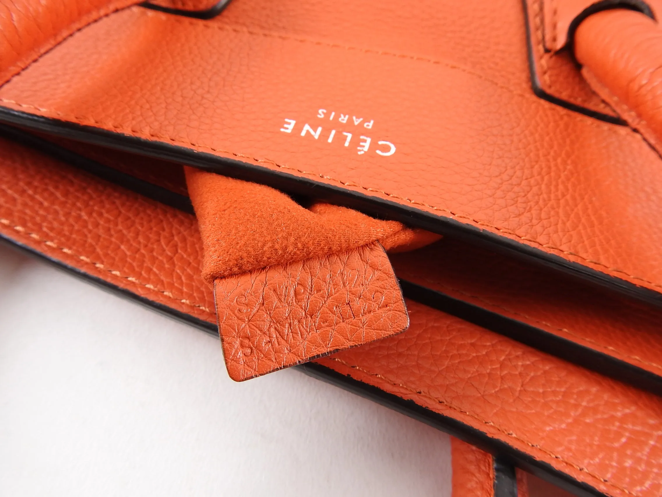 Celine Luggage Mini Tote Orange Leather