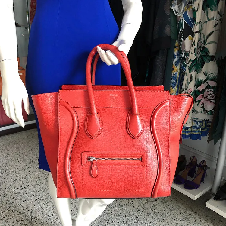 Celine Luggage Mini Tote Orange Leather