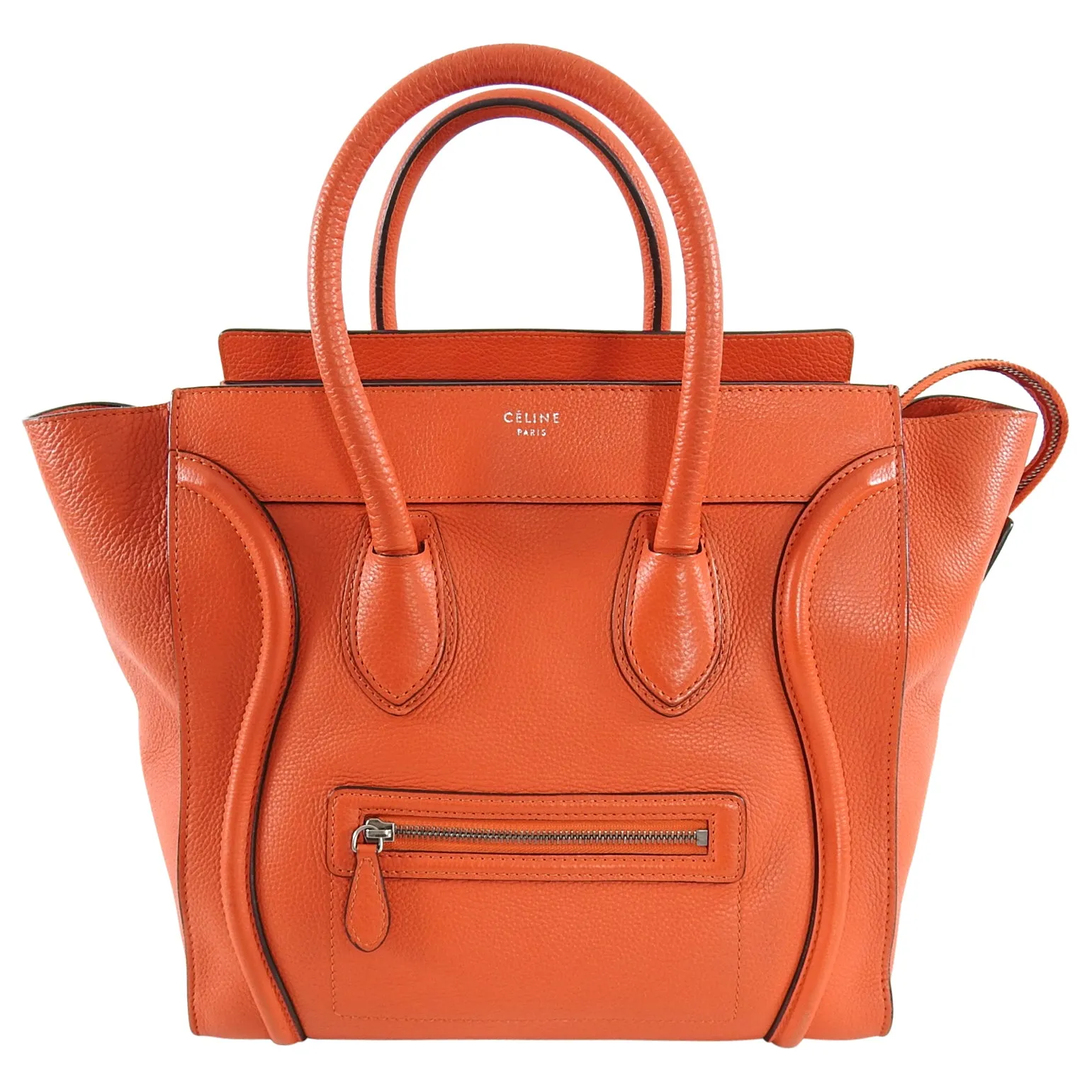 Celine Luggage Mini Tote Orange Leather