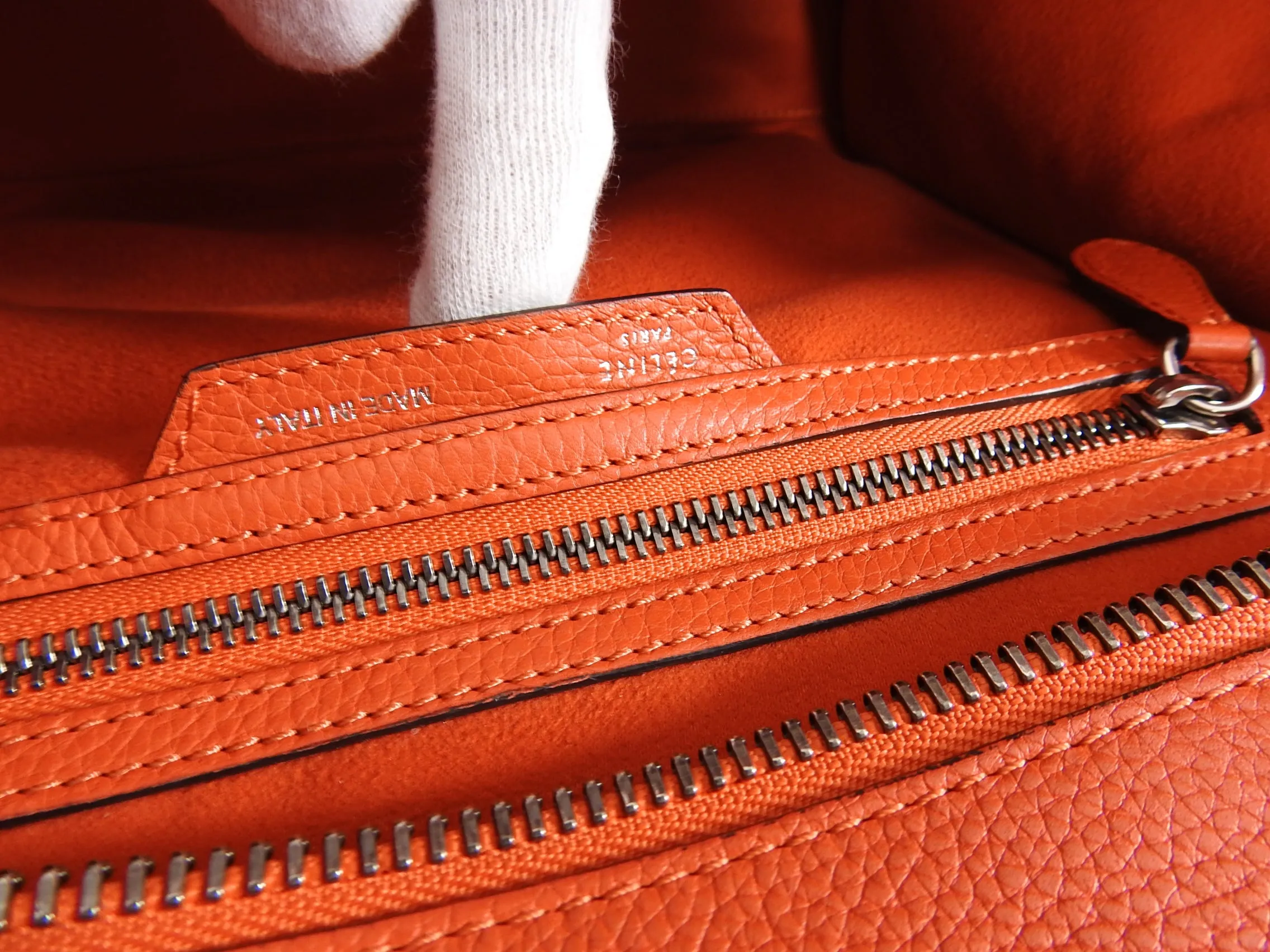 Celine Luggage Mini Tote Orange Leather