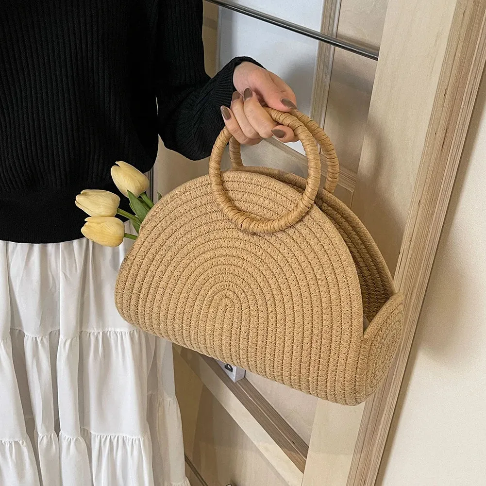 Ceren Woven Half Moon Bag