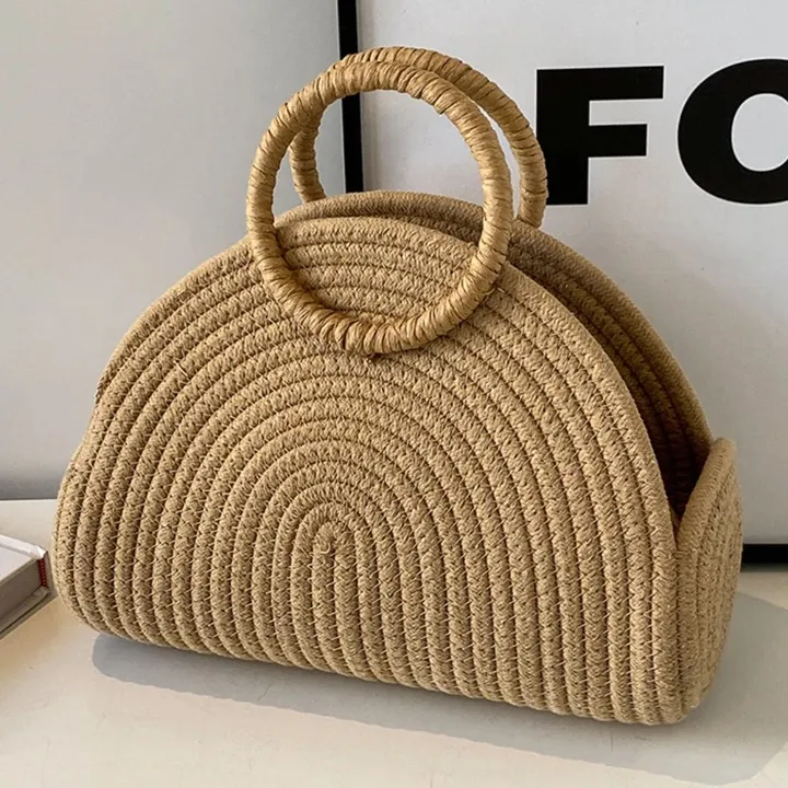 Ceren Woven Half Moon Bag