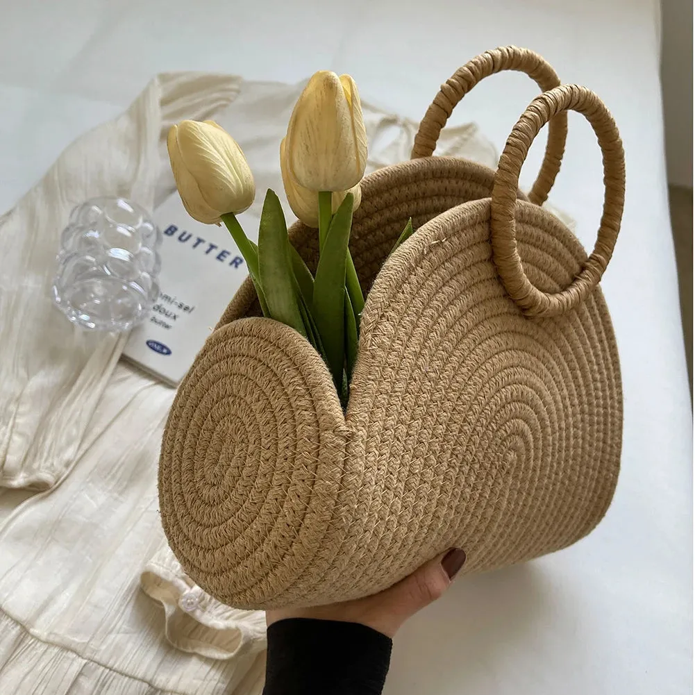 Ceren Woven Half Moon Bag