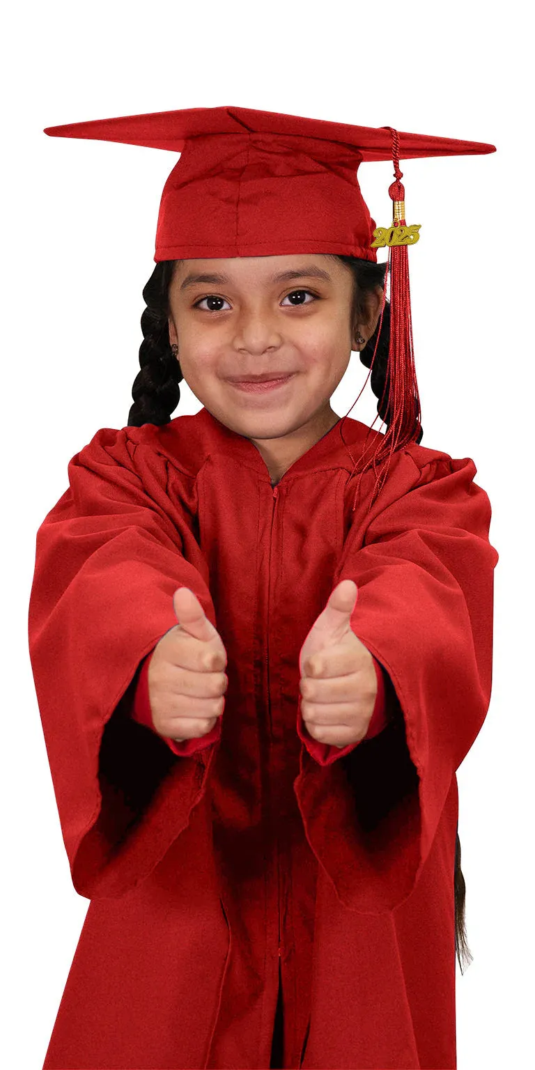 Child Matte Red Graduation Cap & Gown - Preschool & Kindergarten