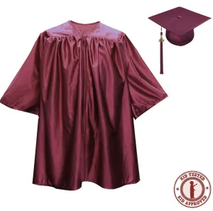 Child Shiny Maroon Graduation Cap & Gown - Preschool & Kindergarten