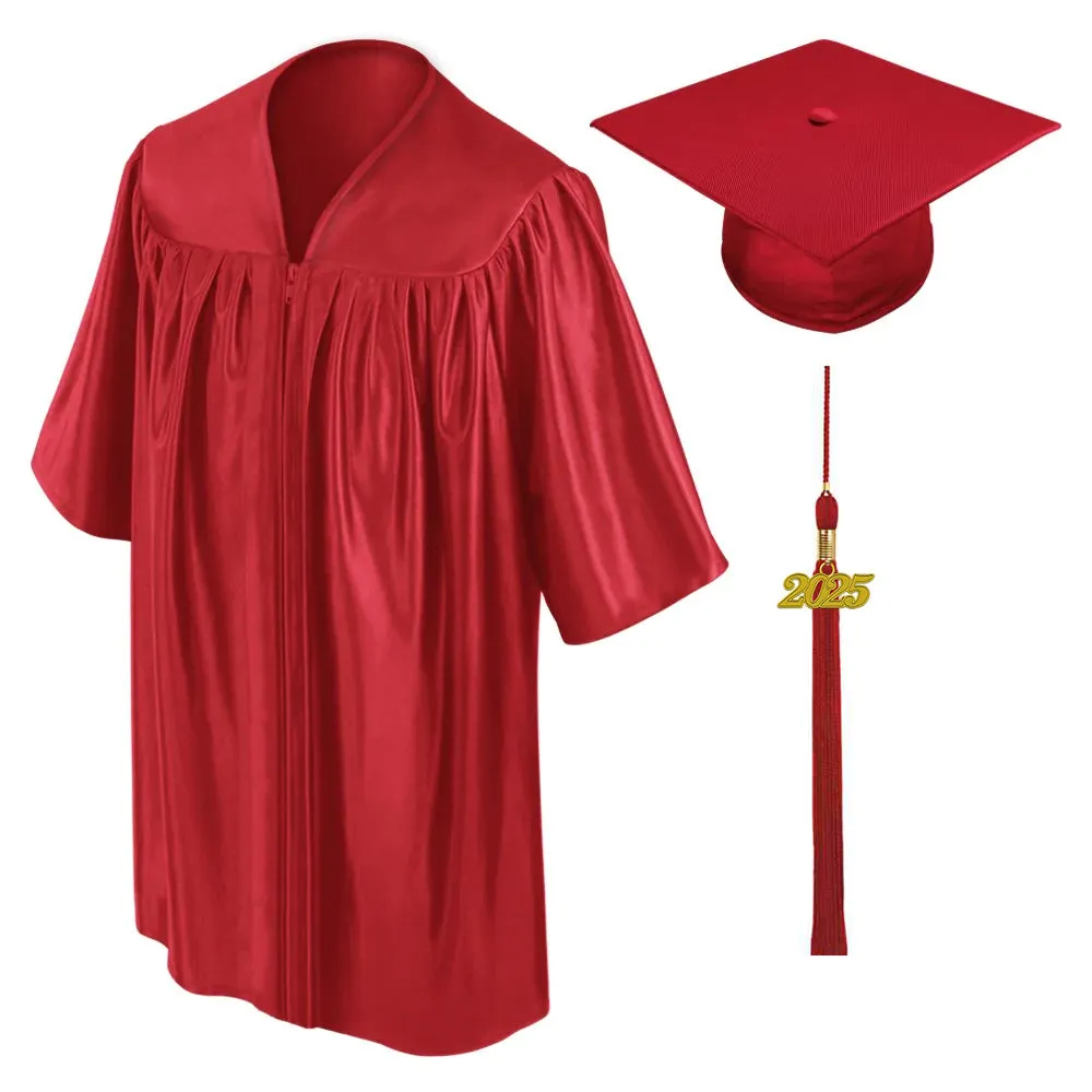 Child Shiny Red Graduation Cap & Gown - Preschool & Kindergarten