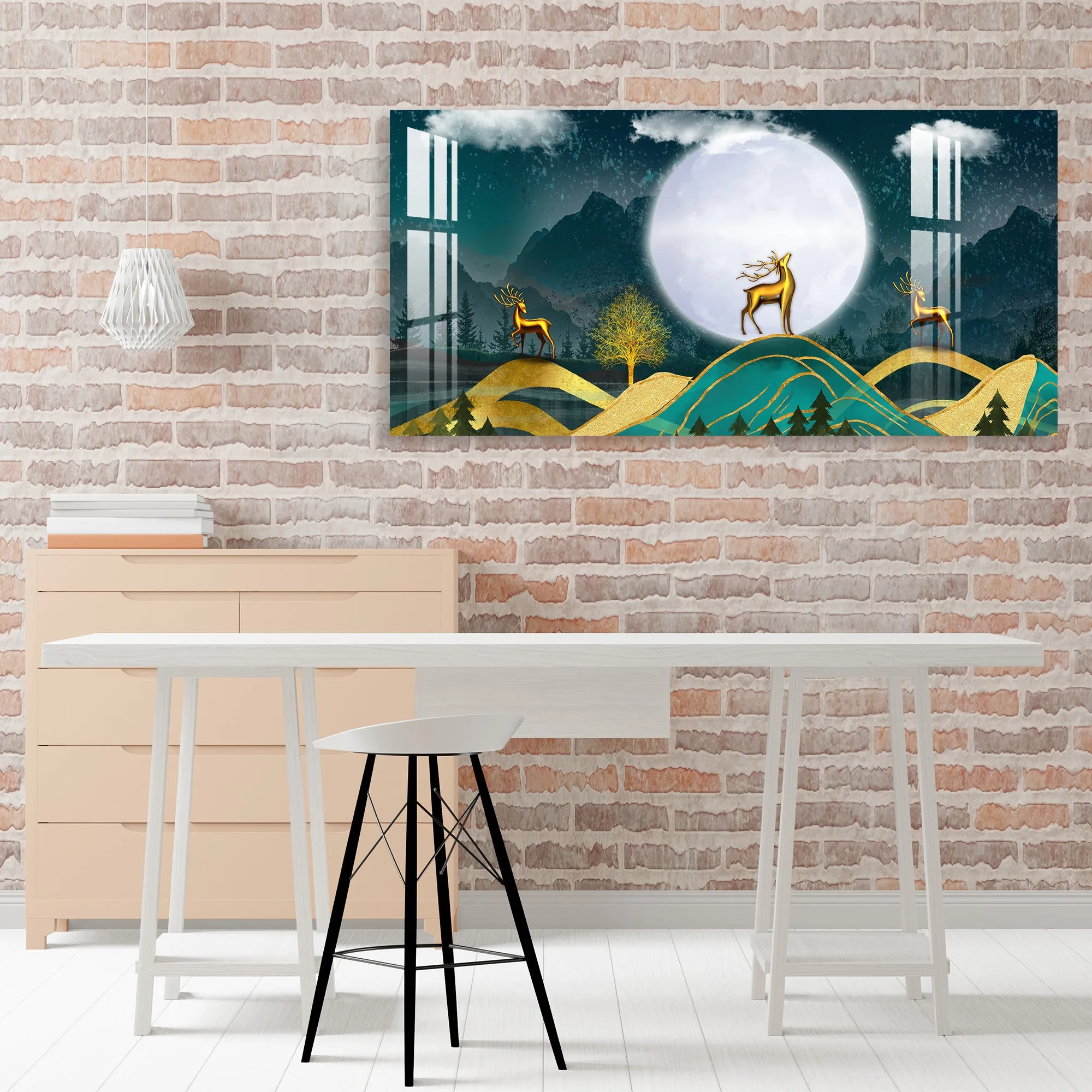 Cloudy Forest Night Acrylic Wall Art