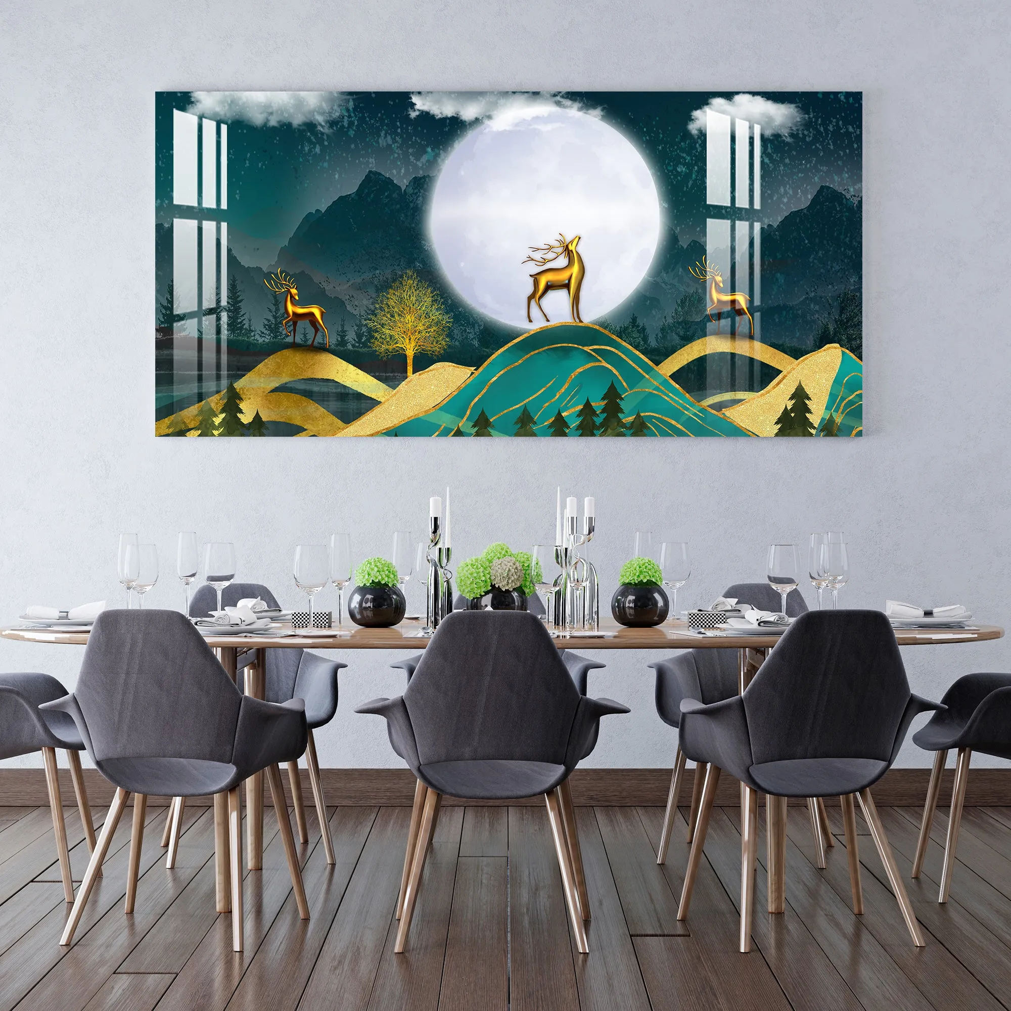 Cloudy Forest Night Acrylic Wall Art