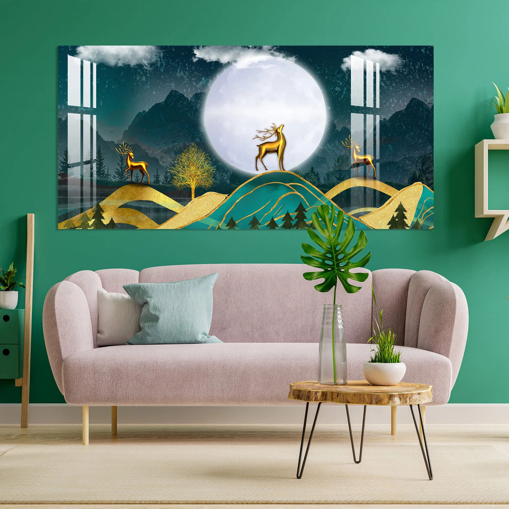 Cloudy Forest Night Acrylic Wall Art