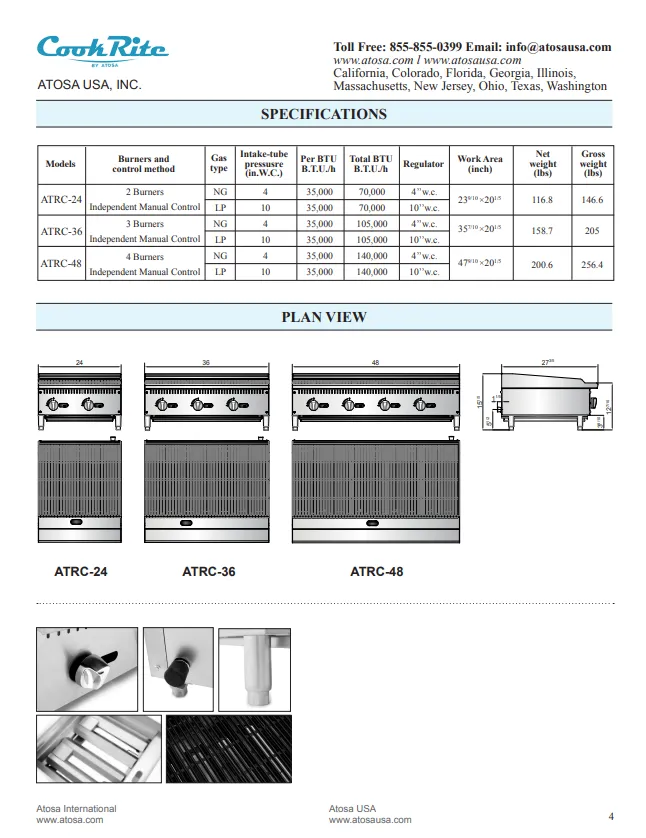 Cook-Rite Countertop CharBroiler 24in Natural Gas ATRC-24