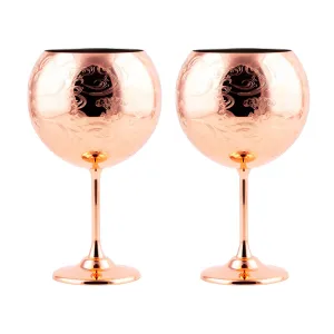 Copper Etched Goblet Glass - Set of 2 - 24 ounce