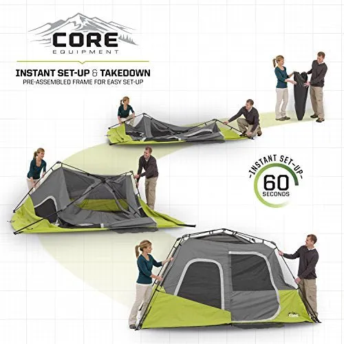 CORE 6 Person Instant Cabin Tent | Portable Large Pop Up Tent