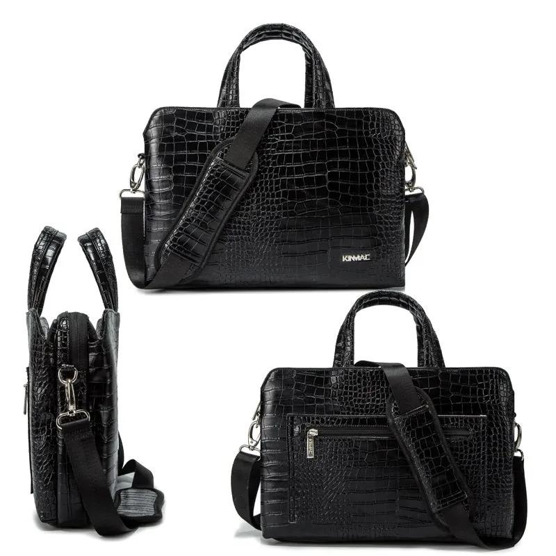 CROCO LEATHER MESSENGER HANDBAG