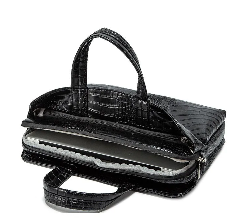 CROCO LEATHER MESSENGER HANDBAG