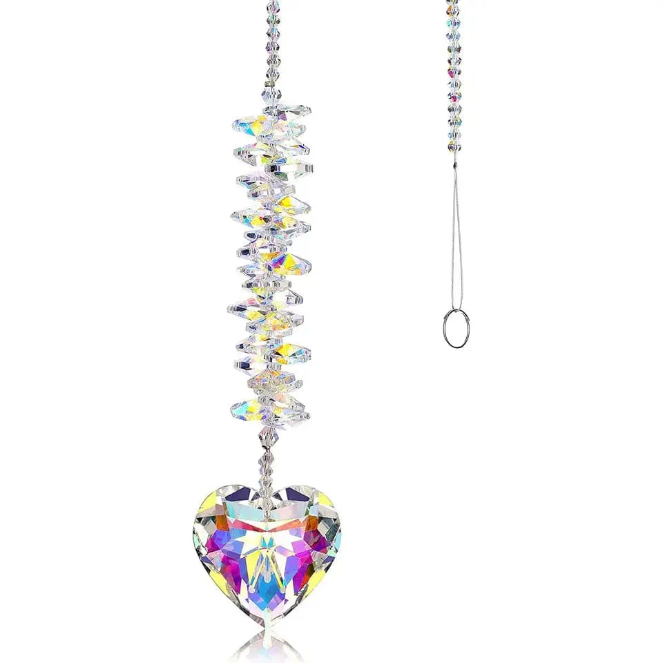 Crystal Heart Suncatcher Two Colors Large Size Rainbow Maker