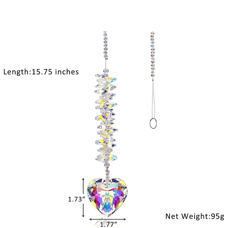 Crystal Heart Suncatcher Two Colors Large Size Rainbow Maker